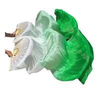 MKLHAVB Éventail en Soie véritable for Femmes, 1 Paire, Fans de Performance de Danse du Ventre, dégradé de Couleur, Pratique de Danseuse Longue pour Les Grands Spectacles(Color 4,120x90cm)