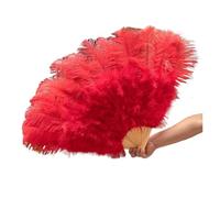 MKLHAVB Grand éVentail en Plumes 100CM Plume Éventail Décorer Halloween Fête De Mariage Décoration De Scène Danse du Ventre Éventail DIY Plumas Fan Barres Coloré éVentail Pliable en Plumes(Red,2 Pcs)