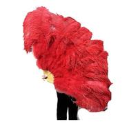 MKLHAVB Grand éVentail en Plumes Éventail à Grandes Plumes Blanches de 130 cm/100 cm, 13 os, Portable, for Spectacle de Danse de Carnaval et Bricolage éVentail Pliable en Plumes(3 Red,Small Fan 1PCS)