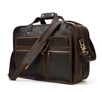 MKLHAVB Sacoche for ordinateur portable 17,3 pouces en cuir véritable, sac fourre-tout de voyage d'affaires, sacs à main for hommes, grande mallette rétro(Dark Brown2(45cm))