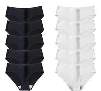 MKLQLS Lot de 10 Slips Invisibles pour Femme sous-Vêtements Doux et Confortables sans Coutures Élégants Taille Basse Respirants Extensibles Fins Noirs/Blancs 3XL