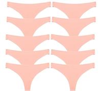 MKLQLS Lot de 10 Strings Invisibles pour Femme Culottes Respirantes sans Couture Taille Basse Bikini Hipster Bikini Confortable Extensible Dos en T Culottes Douces