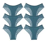 MKLQLS Lot de 6 sous-Vêtements Respirants en Dentelle pour Femmes Slips Doux Ajourés Culottes de Sport Taille Moyenne Culottes Extensibles et Confortables Bleu M