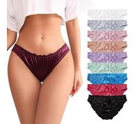 MKLQLS Lot de 9 sous-Vêtements en Satin de Soie pour Femmes Culottes de Sport Taille Basse Culottes Effrontées Extensibles Respirantes Douces et Confortables Multicolores S