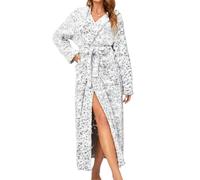 MKLQLS Peignoir en Flanelle Imprimé Léopard pour Couple Unisexe,Peignoir Luxueux en Peluche Avec Capuche,Kimono Ultra Doux,Robe de Chambre Confortable,Gris M