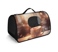 MKLYR Sac de transport pour animal de compagnie, motif cœurs dessinés sur café, sac à main fonctionnel pour animal domestique, coussin en maille respirante, sac de voyage portable pour chat et petit