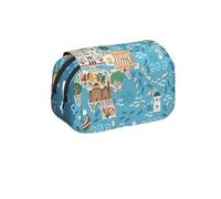 MKNAZ Beach Dunes Trousse à crayons à rabat - Double couche de grande capacité avec double fermeture éclair - pour étudiants, artistes et voyageurs, Carte de la Grèce, Taille unique, Cartable