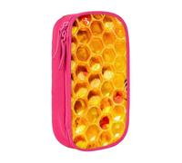 MKNAZ Bee On Trousse à crayons avec imprimé nid d'abeille double couche pour étudiants, artistes, école, bureau, université, noir, rose, One Size, Cartable