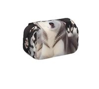 MKNAZ Belle trousse à crayons à rabat avec imprimé flamants roses - Double couche de grande capacité avec double fermeture éclair - pour étudiants, artistes et voyageurs, Joli husky., Taille unique