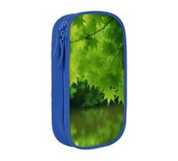 MKNAZ Belle trousse à crayons verte imprimée nature double couche pour étudiants, artistes, école, bureau, université, noir, bleu, One Size, Cartable