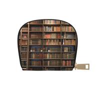MKNAZ Book Room Library Porte-cartes en cuir imprimé pour homme et femme | Étui de rangement avec fermeture éclair, blanc, Taille unique, Moderne