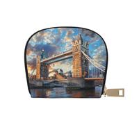 MKNAZ Bridge in London Portefeuille en cuir imprimé pour homme et femme | Étui de rangement avec fermeture éclair, blanc, Taille unique, Moderne