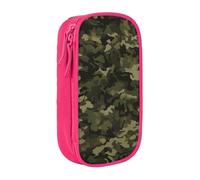 MKNAZ Geen Trousse à crayons double couche avec imprimé camouflage pour étudiants, artistes, école, bureau, université, noir, rose, One Size, Cartable