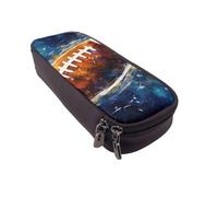 MKNAZ Grande trousse à crayons en cuir imprimé football galaxie pour filles et garçons, grande trousse à crayons pour étudiants, artistes, école, bureau, Noir , Taille unique, Cartable