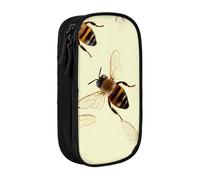 MKNAZ Honey Bee Trousse à crayons double couche pour étudiants, artistes, école, bureau, université, noir, Noir , One Size, Cartable
