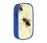 MKNAZ Honey Bee Trousse à crayons double couche pour étudiants, artistes, école, bureau, université, noir, bleu, One Size, Cartable