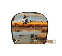 MKNAZ Hunting Flying Wild Duck 5 Porte-cartes en cuir imprimé pour homme et femme | Étui de rangement avec fermeture éclair, blanc, Taille unique, Moderne