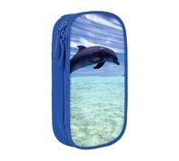 MKNAZ Jumping Whales Trousse à crayons double couche pour étudiants, artistes, école, bureau, université, noir, bleu, One Size, Cartable
