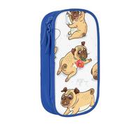 MKNAZ Lot de 3 trousses à crayons à double couche avec motif chien amusant pour étudiants, artistes, école, bureau, université, noir, bleu, One Size, Cartable