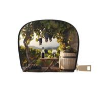 MKNAZ Portefeuille de ferme en cuir imprimé vin rouge pour homme et femme | Étui de rangement avec fermeture éclair, blanc, Taille unique, Moderne