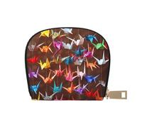 MKNAZ Portefeuille en cuir imprimé grues en papier origami pour homme et femme | Étui de rangement avec fermeture éclair, blanc, Taille unique, Moderne