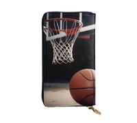 MKNAZ Portefeuille long en cuir imprimé basket-ball pour homme et femme avec 12 emplacements pour cartes, Noir , Taille unique, Moderne