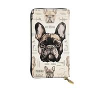 MKNAZ Portefeuille long en cuir imprimé « I Love French Bulldog » pour homme et femme avec 12 emplacements pour cartes, Noir , Taille unique, Moderne