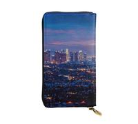 MKNAZ Portefeuille long en cuir imprimé Los Angeles Skyline pour homme et femme avec 12 emplacements pour cartes, Noir , Taille unique, Moderne