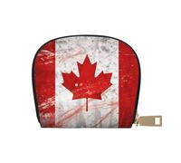 MKNAZ Portefeuille rétro en cuir imprimé drapeau du Canada pour homme et femme | Étui de rangement pour cartes avec fermeture éclair, blanc, Taille unique, Moderne