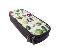 MKNAZ Présentation de divers légumes en cuir imprimé trousse à crayons pour filles et garçons, grande trousse à crayons, trousse à crayons pour étudiants, artistes, école, bureau, Noir , Taille