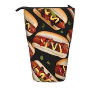 MKNAZ Présentation de divers légumes imprimés télescopique trousse à crayons debout sac à crayons mignon organisateur portable sac à crayons adapté pour l'école et le bureau, Hot Dogs, One Size