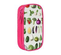 MKNAZ Présentation de divers légumes imprimés trousse à crayons trousse à stylos double couche organisateur pour étudiants, artistes, école, bureau, collège, noir, rose, One Size, Cartable