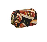 MKNAZ Présentation de divers motifs de légumes - Double couche de grande capacité avec double fermeture éclair - pour les étudiants, les artistes et les voyageurs, Hot Dogs, Taille unique, Cartable