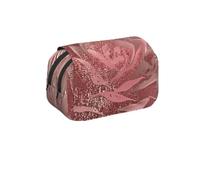 MKNAZ Présentation de divers motifs de légumes - Double couche de grande capacité avec double fermeture éclair - pour les étudiants, les artistes et les voyageurs, Rose à rayures dorées, Taille unique