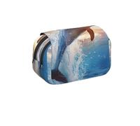 MKNAZ Présentation de divers motifs de légumes - Double couche de grande capacité avec double fermeture éclair - pour les étudiants, les artistes et les voyageurs, Dauphin amusant, Taille unique