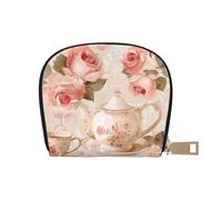 MKNAZ Tasses à thé avec roses romantiques en cuir imprimé shabby pour homme et femme | Étui de rangement avec fermeture éclair, blanc, Taille unique, Moderne