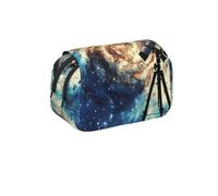 MKNAZ Trousse à crayons à rabat avec impression vue sous-marine - Double couche de grande capacité avec double fermeture éclair - pour étudiants, artistes et voyageurs, Télescope et galaxie spatiale