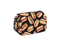 MKNAZ Trousse à crayons à rabat avec motifs squelettes intéressants - Double couche de grande capacité avec double fermeture éclair - pour étudiants, artistes et voyageurs, Hot Dogs, Taille unique
