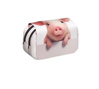 MKNAZ Trousse à crayons à rabat double couche avec double fermeture éclair pour étudiants, artistes et voyageurs, Animal mignon, Taille unique, Cartable