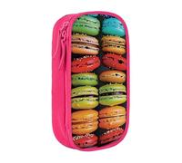 MKNAZ Trousse à crayons aromatisée macaron biscuit - Imprimé pâtisseries - Double couche - Pour étudiants, artistes, école, bureau, université, noir, rose, One Size, Cartable