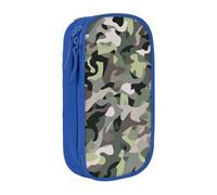 MKNAZ Trousse à crayons avec imprimé camouflage abstrait double couche pour étudiants, artistes, école, bureau, université, noir, bleu, One Size, Cartable