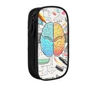 MKNAZ Trousse à crayons avec imprimé cerveau humain double couche pour étudiants, artistes, école, bureau, université, noir, Noir , One Size, Cartable