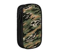 MKNAZ Trousse à crayons double couche avec imprimé camouflage à rayures tigrées pour étudiants, artistes, école, bureau, université, noir, Noir , One Size, Cartable