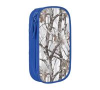 MKNAZ Trousse à crayons double couche avec imprimé camouflage d'arbre blanc pour étudiants, artistes, école, bureau, université, noir, bleu, One Size, Cartable