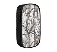 MKNAZ Trousse à crayons double couche avec imprimé camouflage d'arbre blanc pour étudiants, artistes, école, bureau, université, noir, Noir , One Size, Cartable