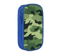 MKNAZ Trousse à crayons double couche avec imprimé camouflage vert pour étudiants, artistes, école, bureau, université, noir, bleu, One Size, Cartable