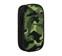MKNAZ Trousse à crayons double couche avec imprimé camouflage vert pour étudiants, artistes, école, bureau, université, noir, Noir , One Size, Cartable