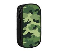 MKNAZ Trousse à crayons double couche avec imprimé camouflage vert pour étudiants, artistes, école, bureau, université, noir, Noir , One Size, Cartable