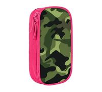 MKNAZ Trousse à crayons double couche avec imprimé camouflage vert pour étudiants, artistes, école, bureau, université, noir, rose, One Size, Cartable