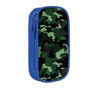 MKNAZ Trousse à crayons double couche avec imprimé camouflage vert pour étudiants, artistes, école, bureau, université, noir, bleu, One Size, Cartable